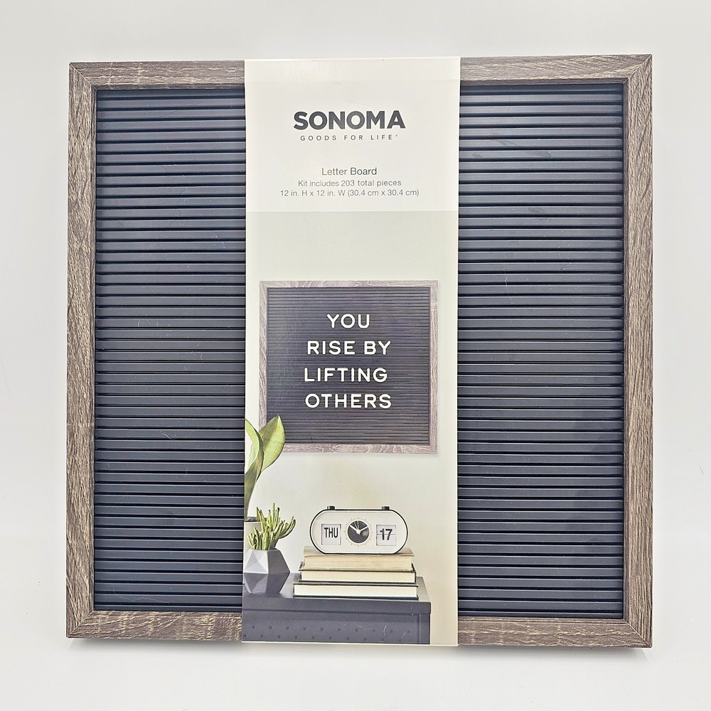 Sonoma Goods For Life 12x12 Black Letter Board Kit 203 Letters Wood Frame NEW